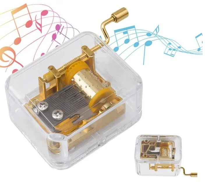 New Arrival Unique Musical Box Acrylic Hand Novelty Items Crank Music Box Golden Movement Melody Castle in the Sky Creative Gift Artware