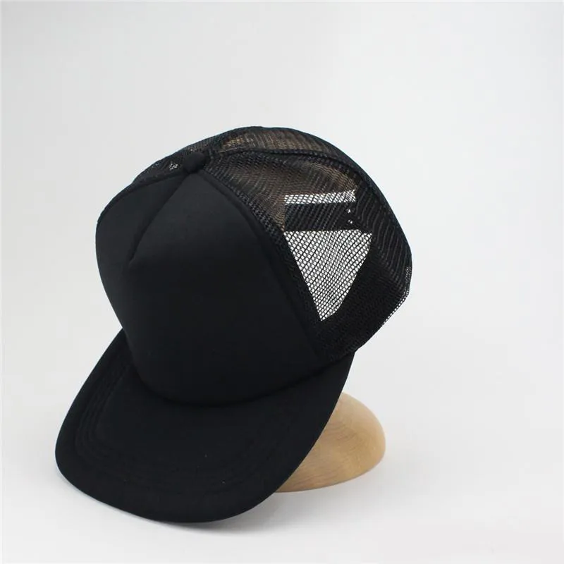 LOT OF 5 Black Trucker Hat Foam Mesh Baseball Cap Snapback Blank Plain