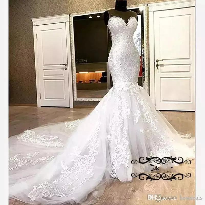 Plus Size Lace Sweetheart Neckline Mermaid Wedding Dress with Appliques  Beads and Long Court Train from Dhgate Mermaid Wedding Dresses - price  273.36