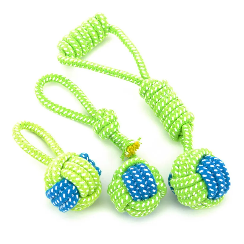 Pet Supply Dog Toys Dogs Chew Teeth Clean Outdoor Traning Fun Playing Green Rope Ball Toy For Large Small Dog Cat