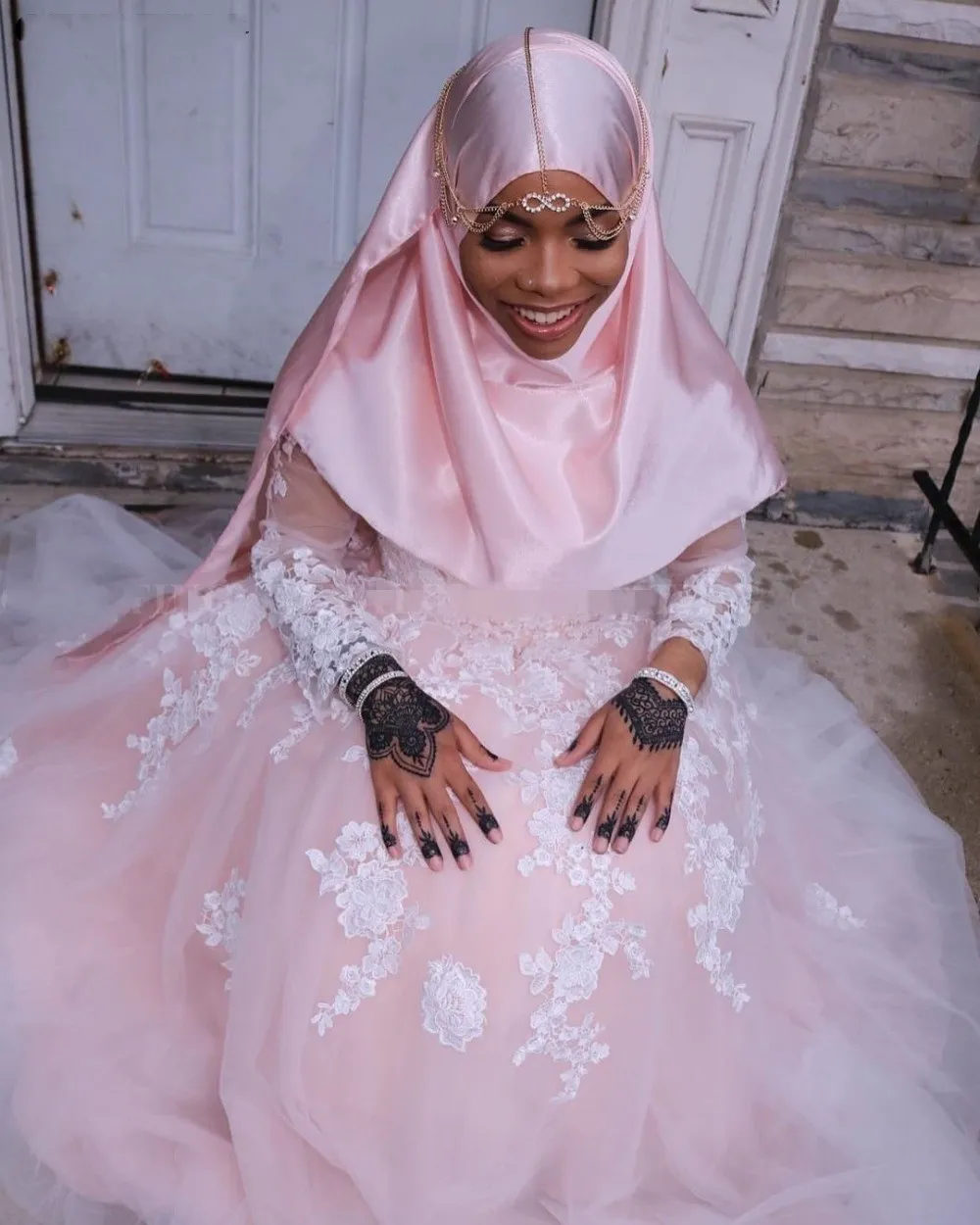 Pink Hijab Wedding Dress 2019 Pink Bridal Pics 2019 Chic Beautiful