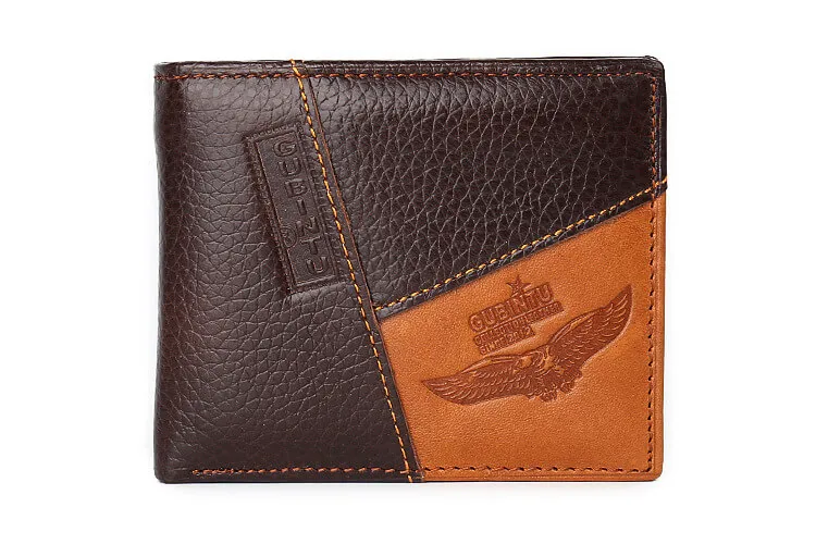 Män äkta läder retro kort bifold plånbok toppkvalitet cowhide mynt lyx män handväska pengar clips slim vintage design handväska ny stil v