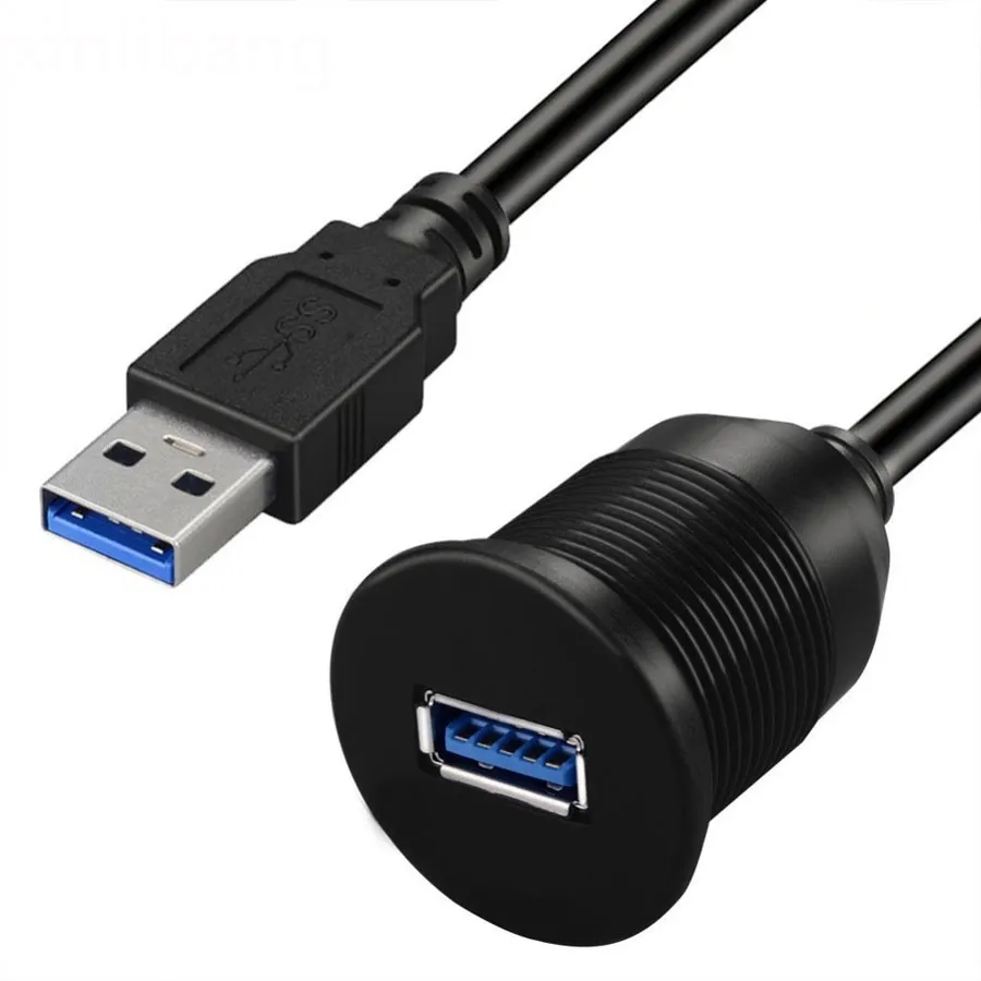 USB 3.0 Stecker auf Buchse, AUX-Autohalterung, bündiges Kabel, wasserdichte Verlängerung für Auto, LKW, Boot, Motorrad, Armaturenbrett