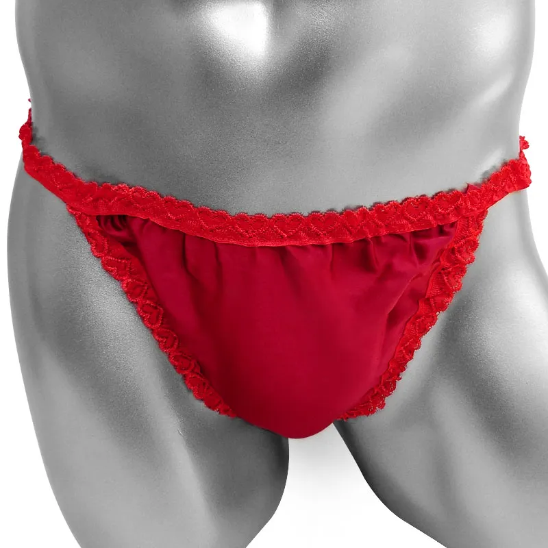 Softy Seda Sissy Bolsa Calcinhas Ruffles Lace Briefs Underwear Para Homens  Alta Corte Sexy Lingerie Cor Sólida Masculino Biquíni Calcinhas De $50,43