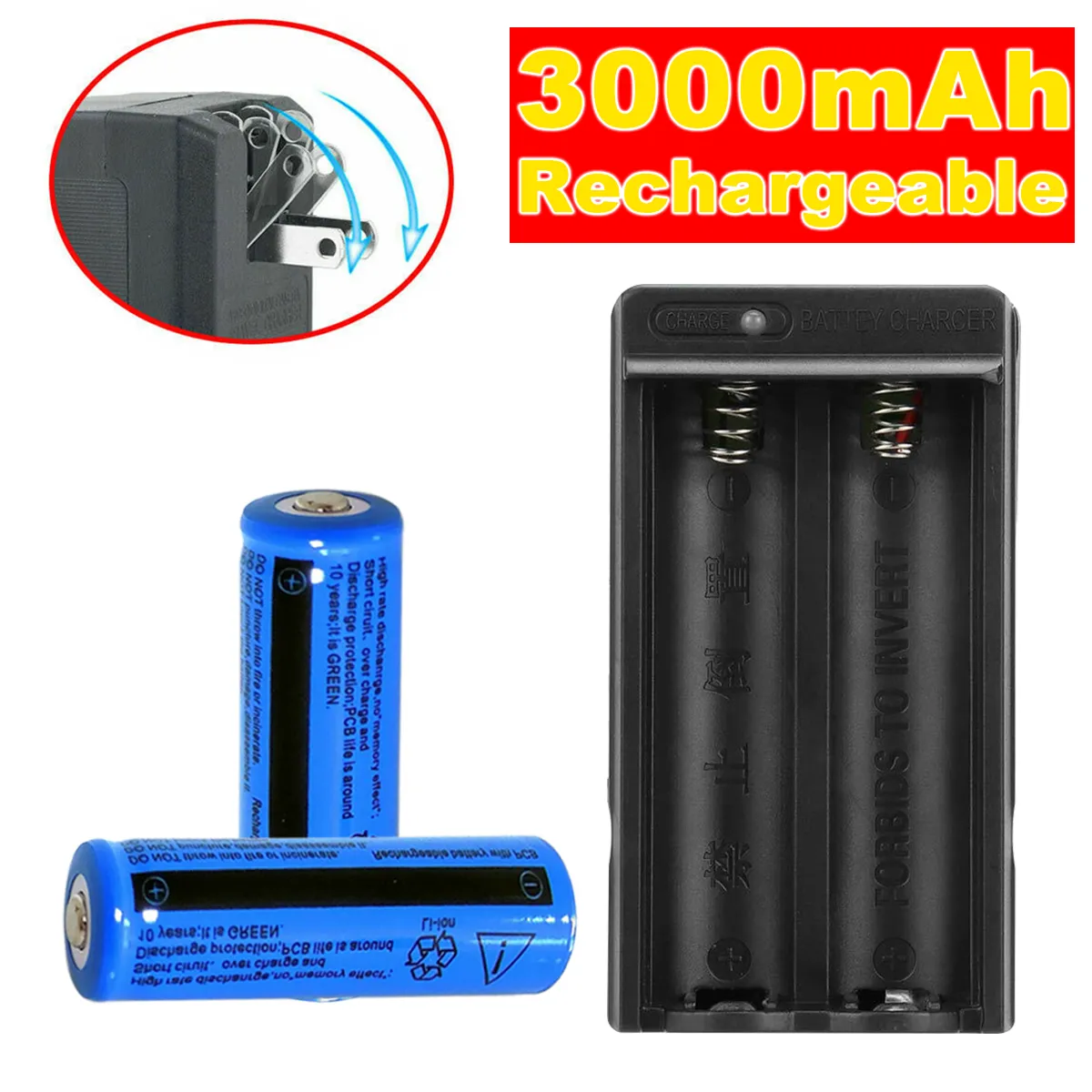 best 3000mah rechargeable battery for strong thrower flashlight 3000mAh 3.7V BRC Li Ion Rechargeable 3.7 V Lithium... From Grandebright,  $7.58