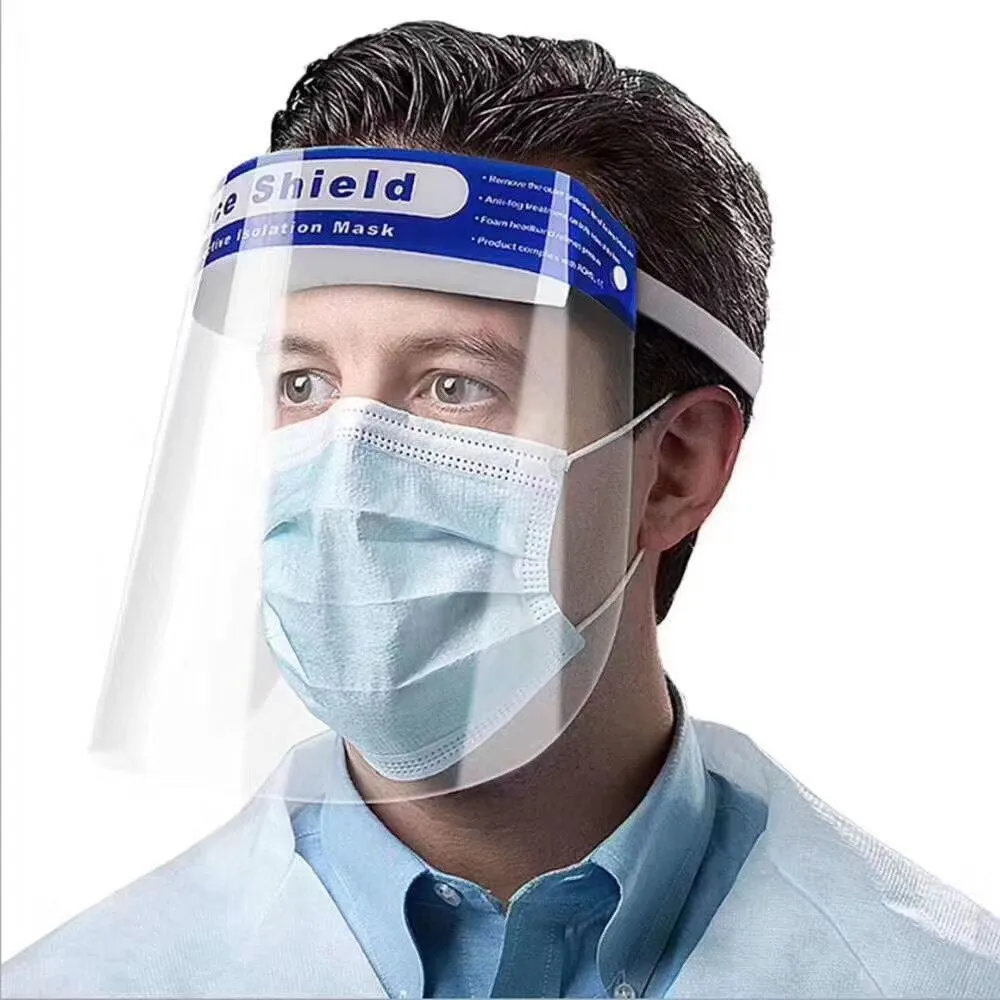 Maschera protettiva trasparente Maschera protettiva Schermo in plastica Protezione integrale Maschera isolante Maschera protettiva antiappannamento Cappello scudo Spedizione DHL