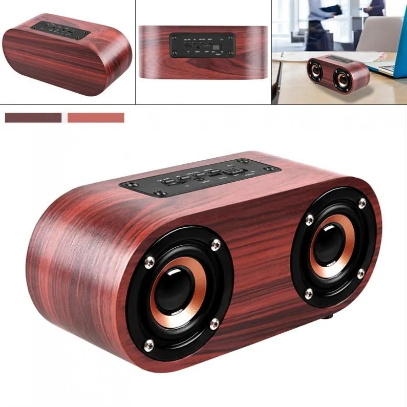 Q8 Double Horn 4.2 Bluetooth Wireless Speaker دعم اتصال كابل Aux وتشغيل بطاقة TF للهاتف الذكي / الكمبيوتر اللوحي / MP3 خشبي