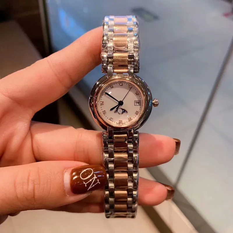 Lyxvarumärkesdesigner Kvinnor armbandsur Diamond Watch Moon Phase Quartz Dress Watches For Ladies Girls Valentine Gift Water Resis262h