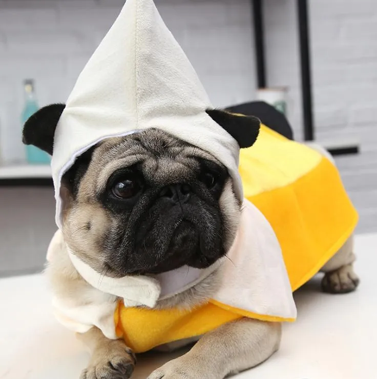 Neue Haustier Hund lustige Kleidung Halloween Banane Form Transformation Kostüm lustige Teddy Bichon Dress Up Haustier Unisex Verklärung Anzug