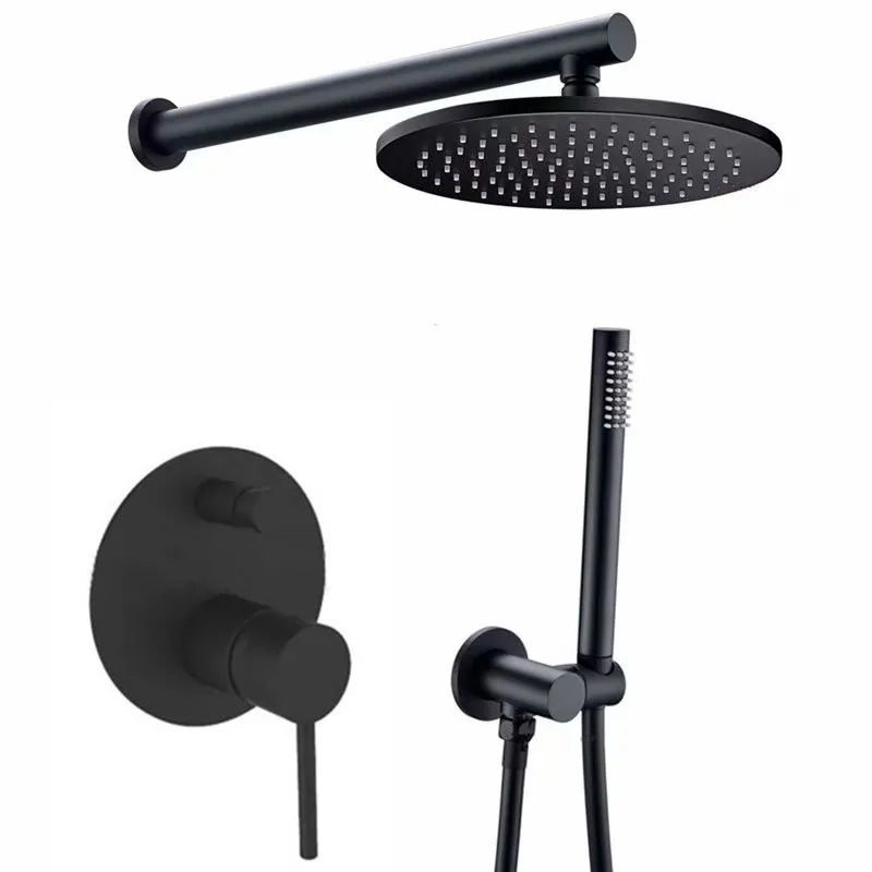 Rolya Luxury Solid Brass Matte Black Concealed Waterfall Shower Head