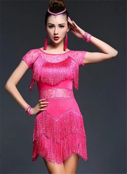 Vestido de baile latino con flecos - Varios colores – Dance Fit Designs