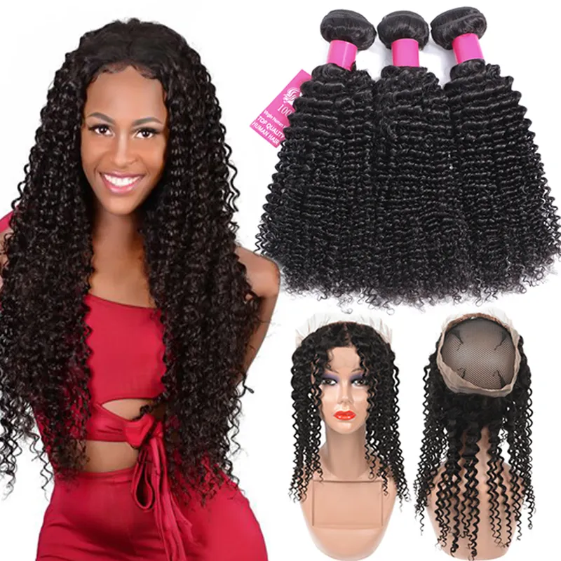 9A Brasili Vergini Vergini Brasiliani con chiusure 360 ​​Chiusura del pizzo Pieno Body Wave Straight Slide Wave Kinky Curly Deep Wave Human Hair Weave