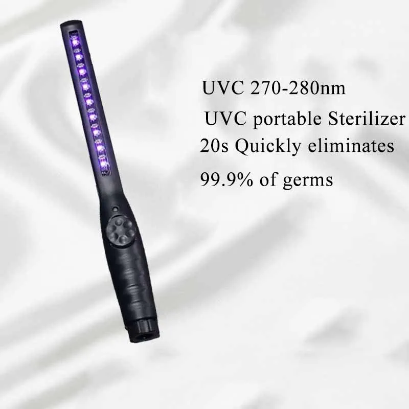 Luci UV portatili 270-280nm 20s sterilizzazione rapida USB Disinfettante UV portatile ricaricabile Bacchetta disinfettante Lampada UVC germicida