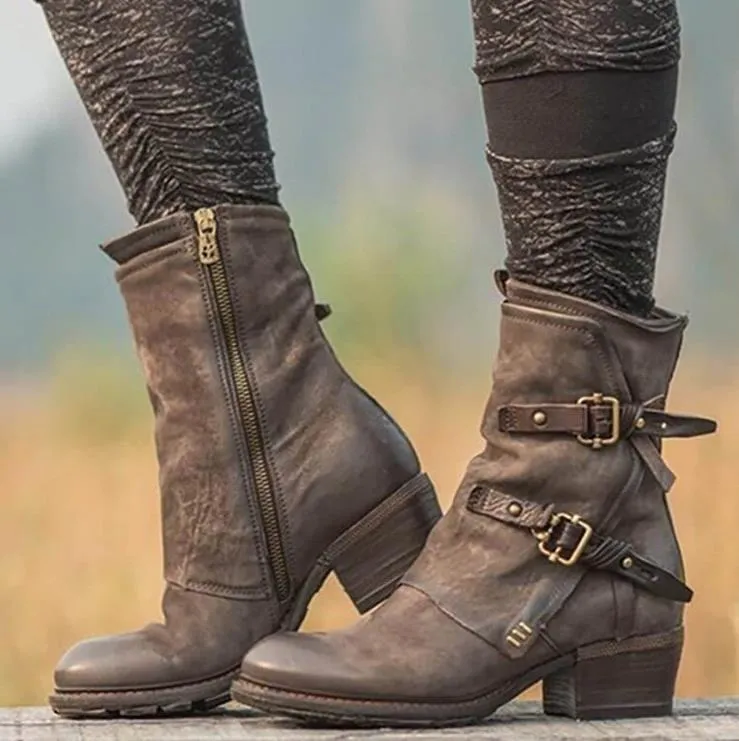 Vrouwen laarzen gesp enkellaarsjes voor vrouwen hak grote maat kant dames ridder boots zapatos de