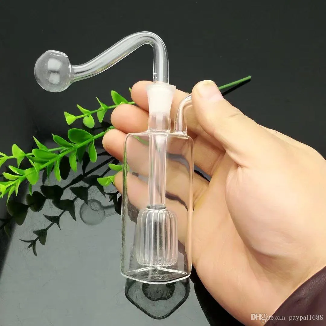 Tubo quadrado Mini garrafa de água de vidro Bongs de vidro Queimador de óleo Cachimbos de água de vidro Plataformas de petróleo Proibido fumar
