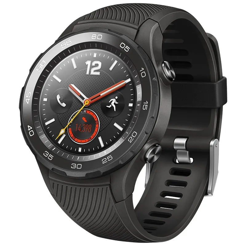 Original Huawei Watch 2 Smart Watch Support LTE 4G Telefonsamtal GPS NFC Heart Rate Monitor ESIM Armbandsur för Android Ios Vattentät armband