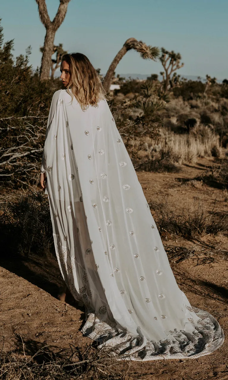 thumbnail image 2 of Long Bridal Wraps Jackets Wedding Capes Cloaks Women Shawls Rhinestones 2 of 12