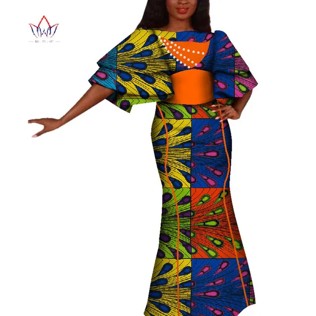 اللباس الأفريقي للمرأة الصيف خمر ماكسي لونغ حزب اللباس dashiki مثير النادي الأفريقية الثراء بازان فام زائد الحجم WY4229