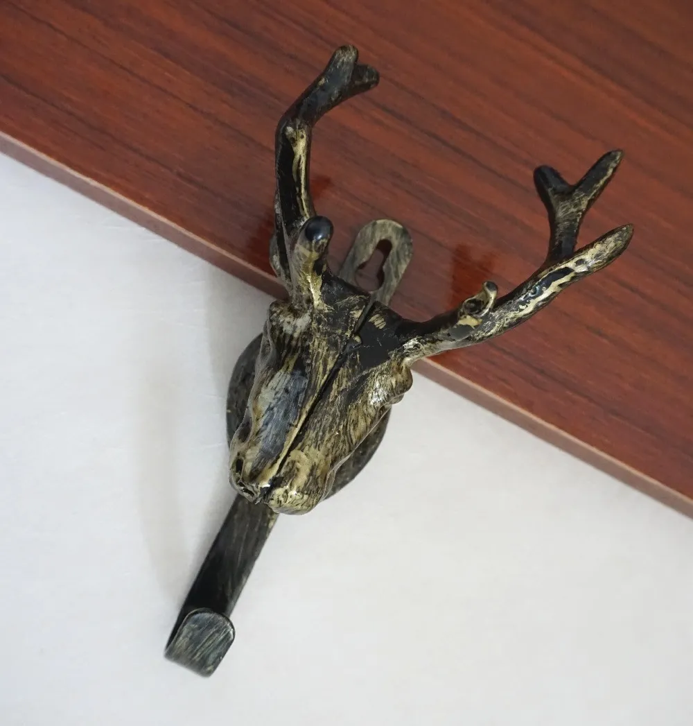 Vintage Deer Metal Wall Hook With Antique Bronze Decorative