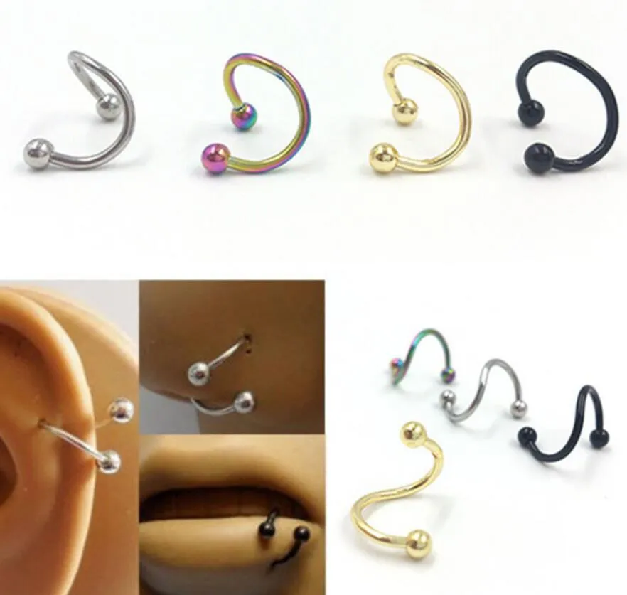 Punk Stainless Steel Nose Rings S Shaped Helix Earring Lip And Nose Piercing Jewelry From Hannre 0.23 DHgate.Com