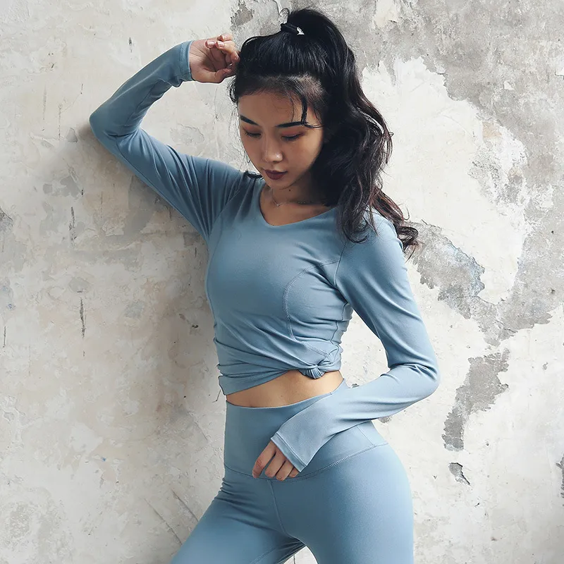 2019 Nouveaux Vêtements De Yoga Femme Automne Et Hiver Collants De Sport  Femmes Col Rond Sport À Manches Longues T Shirt Chemise De Fond En Gros Du  31,03 €