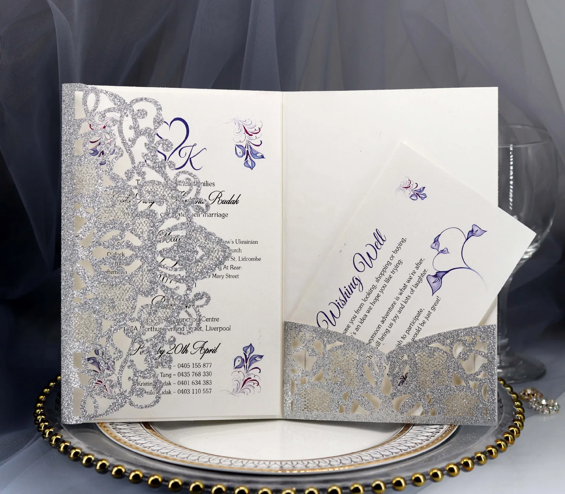 Laser Cut Invitations OEM Support Customized Butterfly Folded Hollow Wedding Party Invitation Cards With Envelopes BW-HK237