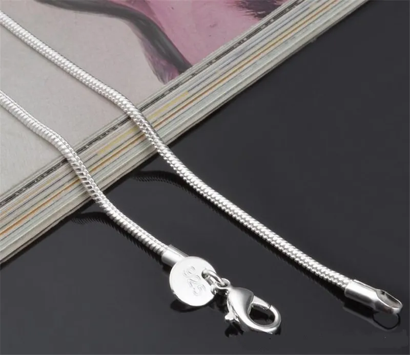 2MM 925 silver plated snake chain necklace 16 18 20 22 24 inch chain fashion jewelry high quality factory price WCW038