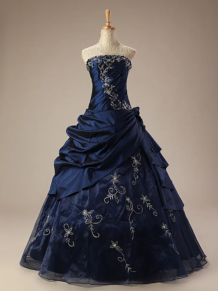 2019 robes de mariée bleu royal A-ligne Vintage broderie taffetas robes de mariée non blanches robes de mariée non traditionnelles avec couleur