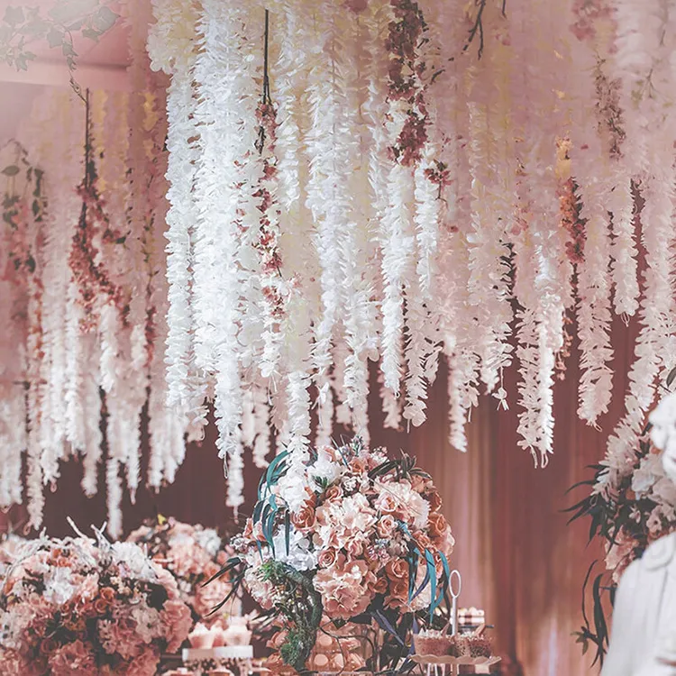 100CM Artificial Kirschblüten Vine Silk Blumen Sakura für Partei Hochzeit Deckendekor gefälschten Garland Bogen Efeu DIY Partei decoF