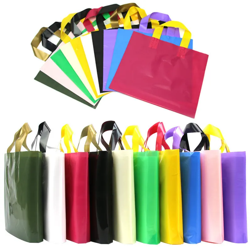 PE Plastic Shopping Bag With Handle Shopping Store Clothes Gifts Bag 45*35+10cm