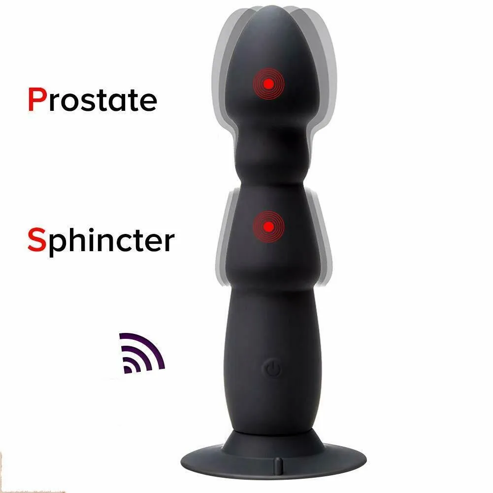 Anal Brinquedos Alona Vibrando Massagem Prostate Controle Remoto Butt Plug Masculino com ventosa A985