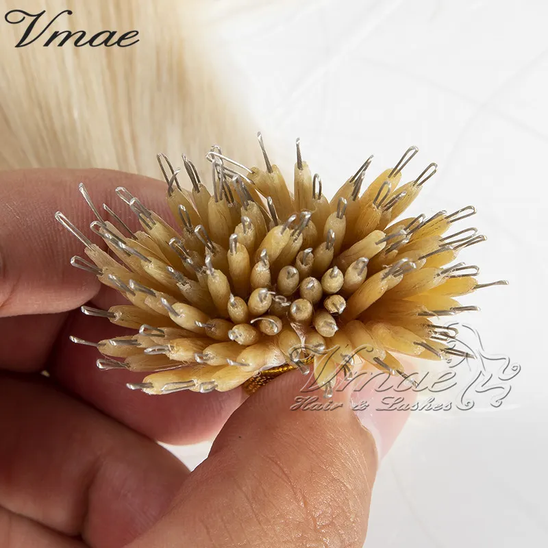 VMAE natürliche braune blonde glatte Haarverlängerung 50 g 100 g 613 doppelt gezeichnet ein Spender Remy Virgin unverarbeiteter Mikro-Nano-Ring