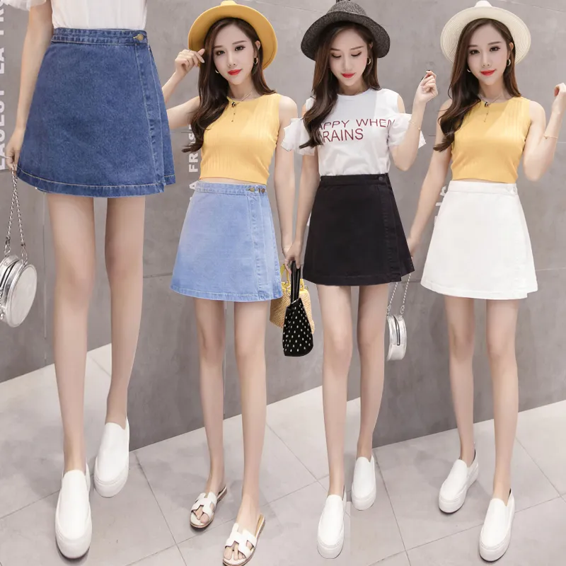 4 colors Preppy Style Women Casual Simple Cute Mini Denim Skirt Summer Comfortable Jeans Skirt Elegant Women A-Line Short