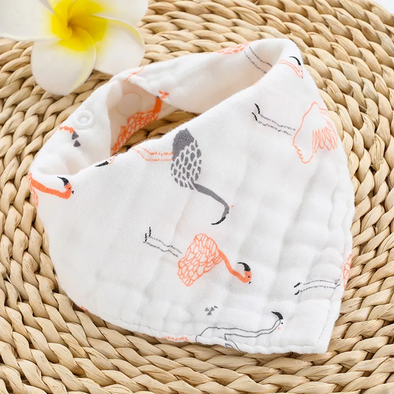 100 % Cotton Gauze Triangle 베이비 반다나 턱받이 부드러운 통기성 Drool Bib 점심 먹이 Bib Burp Cloths 최고 품질