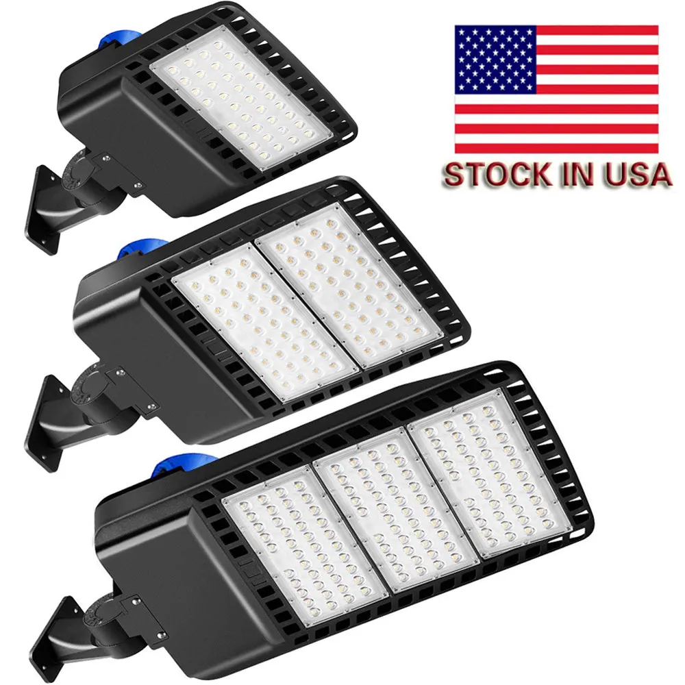 DLC ETL LED Shoebox Pole Light Parking Lot Lights, 300W 5000K Direct Wiring AC 100-277V, IP65 Street Parking Lot Lights, Free Photocell