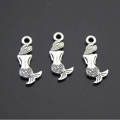 500pcs/Lot Vintage Tibetan Silver Mermaid Charms Pendants 9x20mm Charms for Jewelry Making DIY Bracelet Necklace