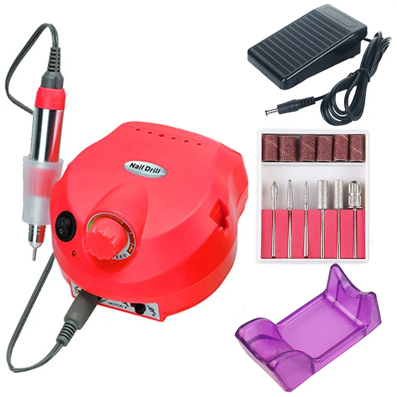 35000/20000 RPM Electric Nail Drill Machine Manicure Set Pedicure Tips Polering Utrustning Milnings Fräs File Vänster verktyg