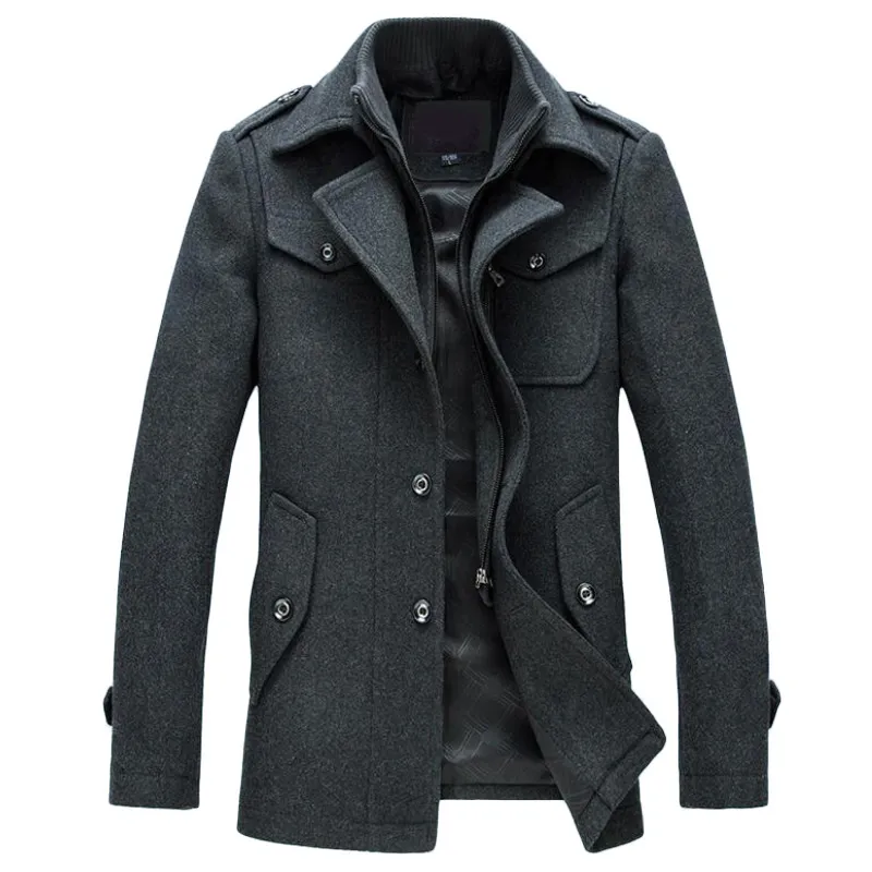 Mens Overcoat Winter Wool Coat Slim Fit Jackets Fashion Outerwear Warm Man Casual Jacket Overcoat Pea Coat Plus Size M-4xl Cj191129