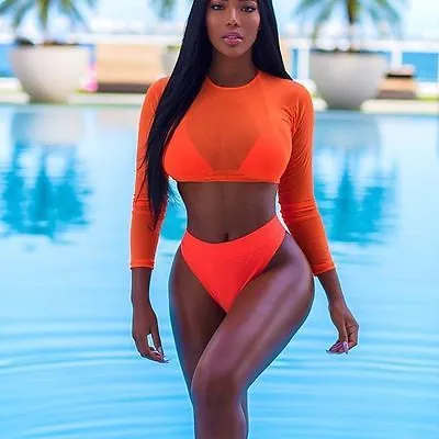 Mesh long best sale sleeve bathing suit