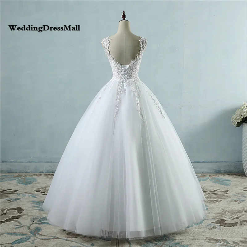 Suknie balowe paski spaghetti Białe tiulowe suknie ślubne z kości słoniowej 2023 z perłami sukienki ślubne małżeństwo Klient wykonany rozmiar222t