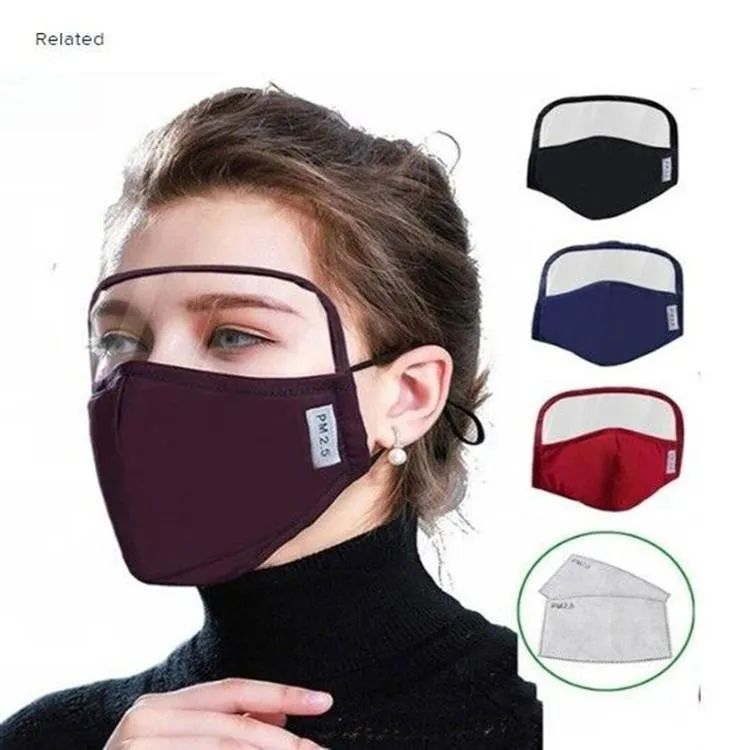 US STOCK !New Arrival Cotton Mask With Eye shield Eyes Protection Face Mask Full Cover Unisex Anti Dust Windproof Protective Mask FY9077