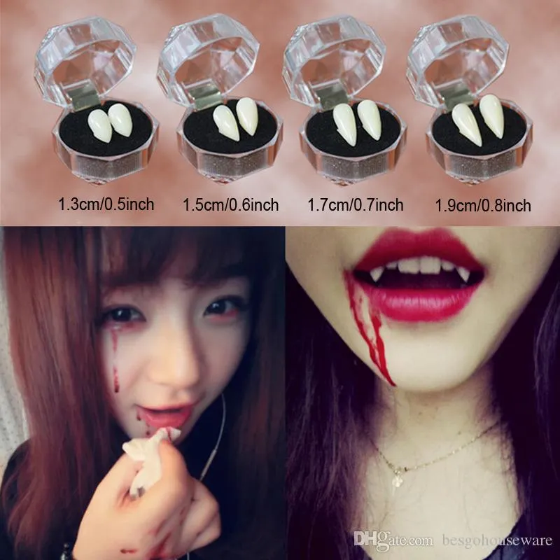 Kit De 4 Pares De Dientes Falsos De Vampiro De Resina, Con Adhesivo Térmico Para Personalizar, Ideal Para Halloween Y Cosplay