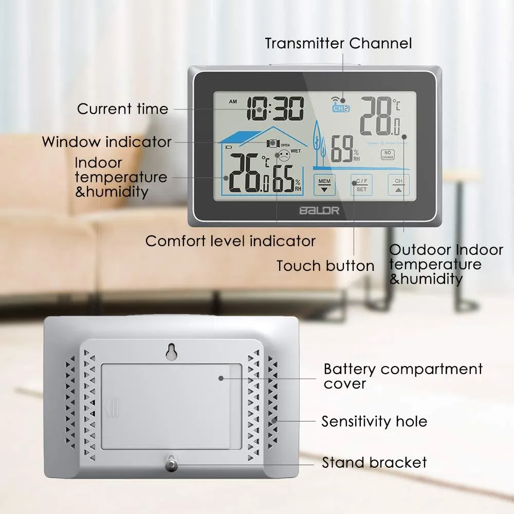 Baldr Digital Wireless Outdoor Temperatura medidor de umidade medidor de higrômetro Termômetro 000