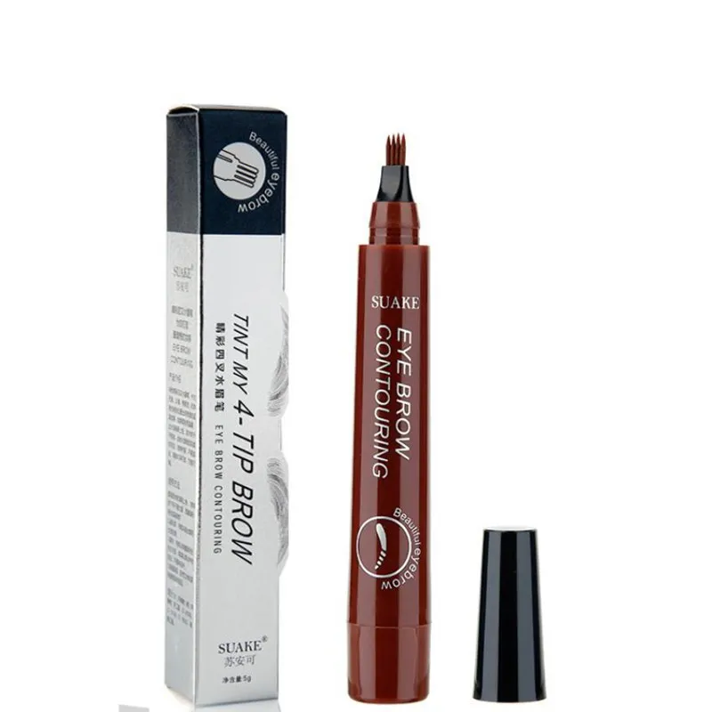 SUAKE TINT MY 4-TIP BROW Crayon à sourcils liquide Étanche Micro-lame Pointe de fourche Fine Sketch Eye Brow Tattoo Tint Pen Cosmétiques coréens