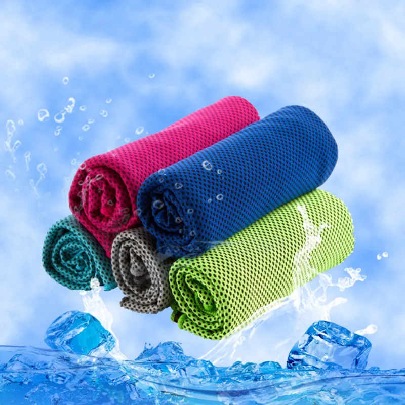 30 * 90 cm Buz Soğuk Spor Havlu Soğutma Yaz Sunstroke Spor Egzersiz Polyester Havlu Yumuşak Nefes Soğutma Havlu 10 Renkler BH2139 CY