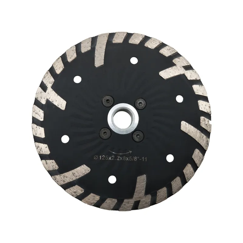 Hot Press Sintered Dry Stone Cutter 5 Inch D125mm Protective Turbo Segment Diamond Saw Blades with Flange M14 Thread 10PCS