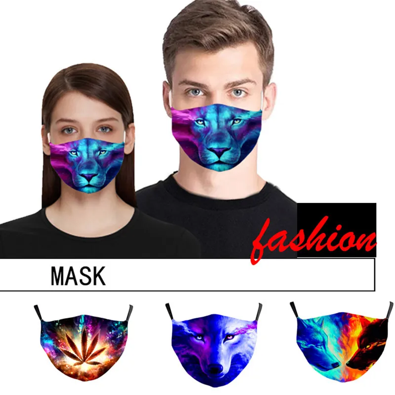Maschera per il viso di design di animali 3D con filtro maschere per il viso riutilizzabili in cotone Maschere per equitazione sportiva estiva all'aperto Maschera per stilisti per adulti
