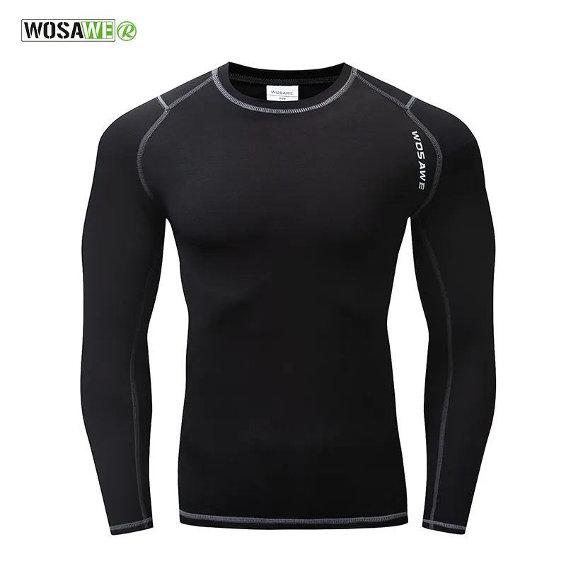 camada térmica de Homens WOSAWE velo Ciclismo Jersey Inverno Undershirt base de camisola da bicicleta Correndo Jersey respirável calças justas