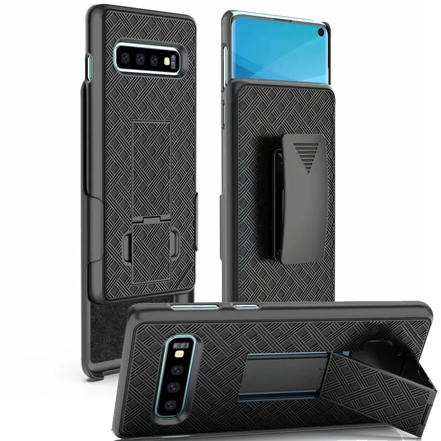 Тканые 2 в 1 Hybrid Hard Shell кобура Combo чехол Kickstand Зажим для ремня для Samsung Galaxy S10 PLUS S10e 5G S20 S9 PLUS S20 Ультра Примечание 8 9