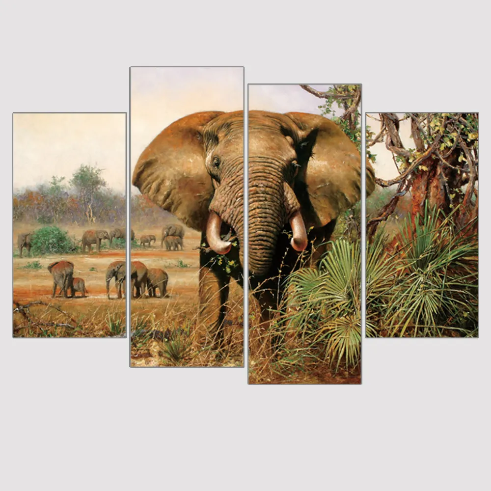 絵画ケニアサファリ象